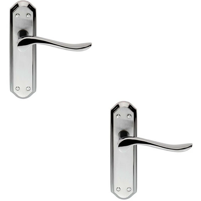 Image of Loops 2x PAIR Curved Lever on Sculpted Latch Backplate 180 x 48mm Dual Chrome Multi