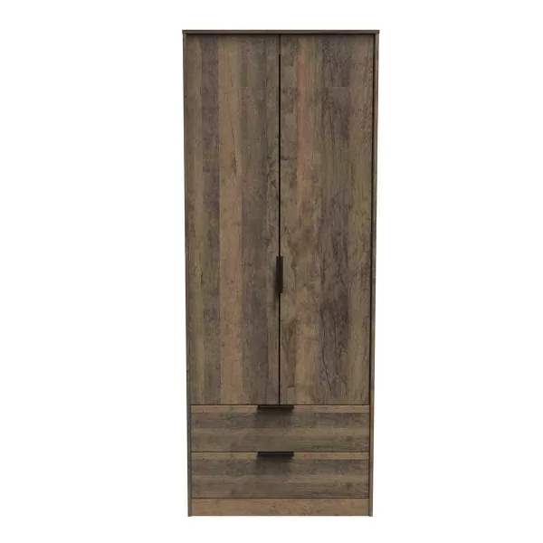 Image of Welcome Furniture Ready Assembled Hong Kong G 2 Door 2 Drawer Wardrobe In Vintage Oak