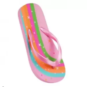 image of Sand Rocks Girls Rainbow Flip Flops (2-3 UK) (Pink)