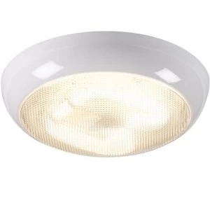 image of KnightsBridge 16W IP44 Polo Bulkhead With White Base - Prismatic Diffuser