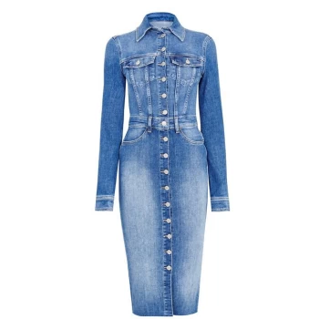 image of Guess Lola Midi Dress - Blue D46AC