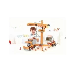 image of Hape Crane Lift Construction Playset