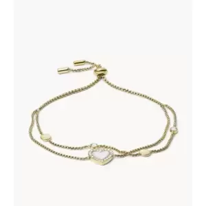 Image of Fossil Womens Val Heart Duo Gold-Tone Stainless Steel Bracelet - Gold