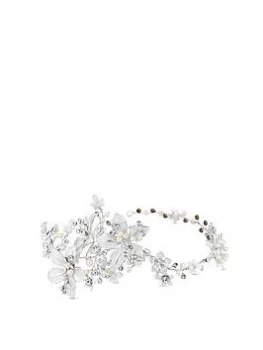 Image of Jon Richard Floral Hair Vine with Crystal and Pearl - silver