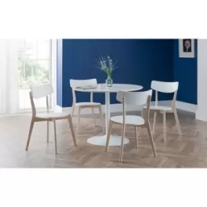 image of Julian Bowen Dining Set - Blanco White Round Table & 4 Casa Chairs