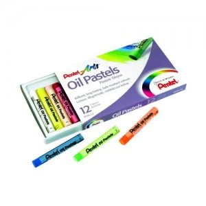 image of Pentel Oil Pastels Set Assorted Pack of 12 PHN4-12