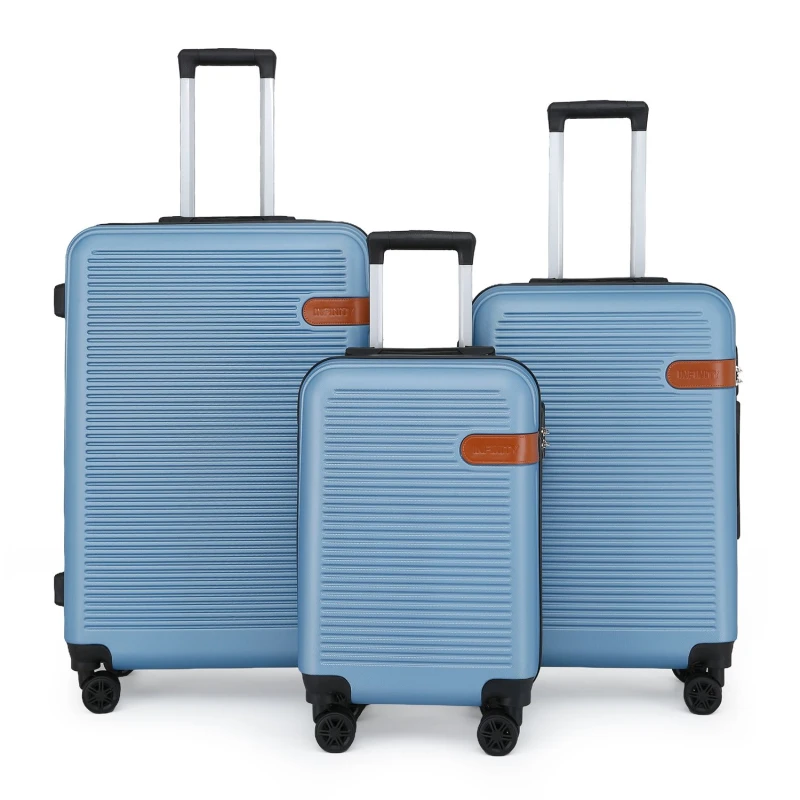 Image of Infinity Leather Hardshell Suitcases Robust ABS Lightweight Luggage Holiday Bag in Blue Size: Large Blue Unisex Large