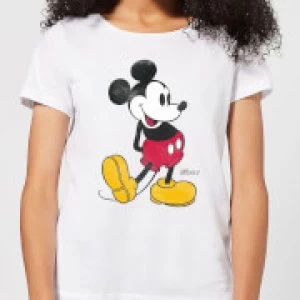 Disney Mickey Mouse Classic Kick Womens T-Shirt - White - 5XL