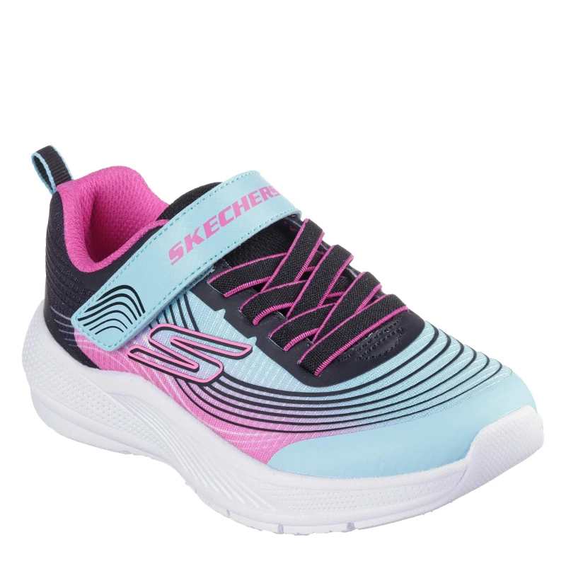 Image of Skechers Kids Gore And Strap Ombre Sparkle Mesh Microspec Runners Navy/Multi female C4 (21)