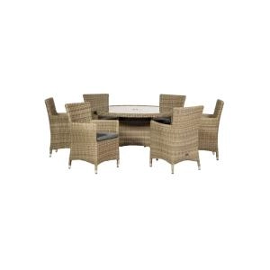 Royalcraft Wentworth Rattan 6 Seater Round Carver Dining Set - Garden & Outdoor