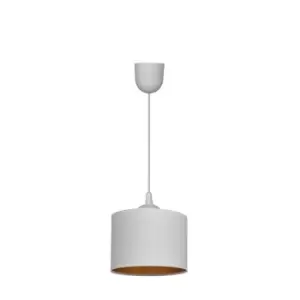 Image of Alba Cylindrical Pendant Ceiling Light White, Gold 20cm