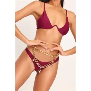 Image of I Saw It First Burgundy Monowire Bikini Set - Red