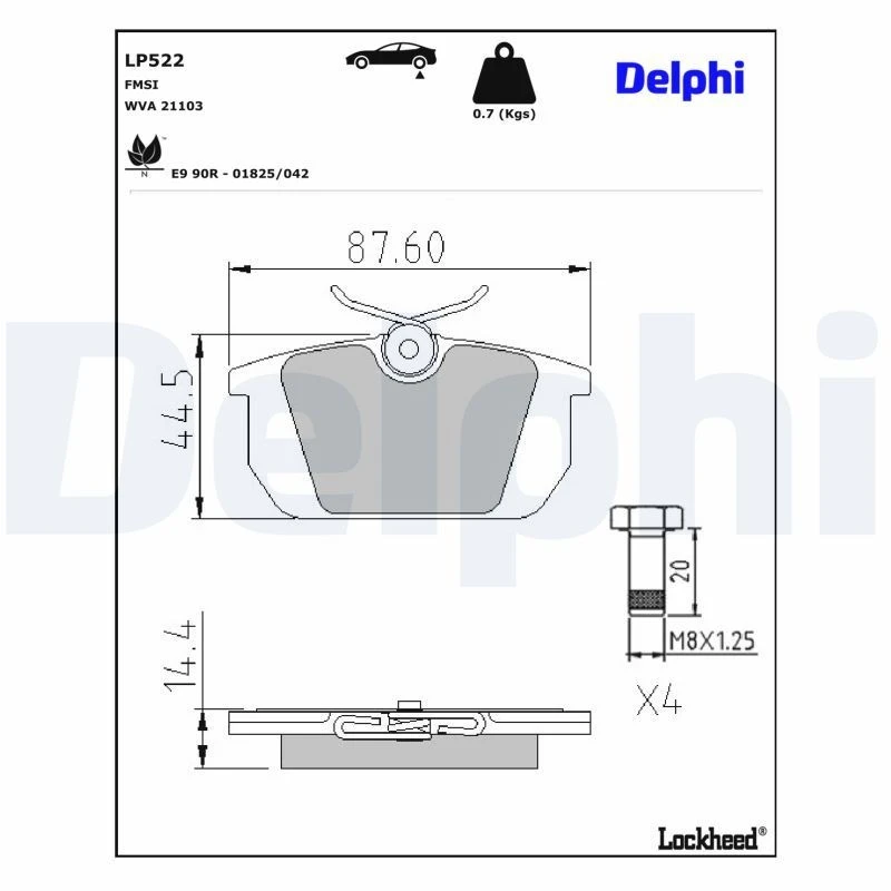 Image of DELPHI Brake pad set DELPHI LP522