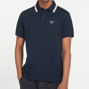 Barbour Beacon Mens Tipped Polo Shirt - Navy - L