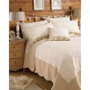 image of Riva Home Fayence Bedspread (240x260cm) (Ivory/Taupe)