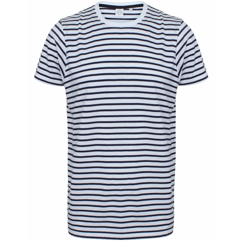 Image of Skinni Fit Mens Striped Short Sleeve T-Shirt in White Size: XS White Male XS