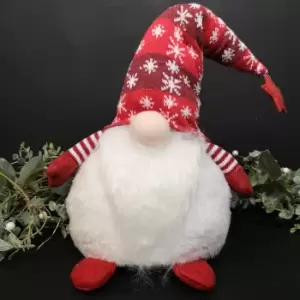 image of 55cm Bearded Sitting Christmas Gonk with Star Tipped Snowflake Hat in Red & White