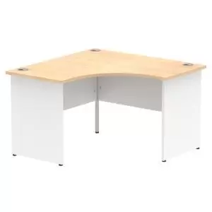 image of Impulse 1200mm Corner Office Desk Maple Top White Panel End Leg