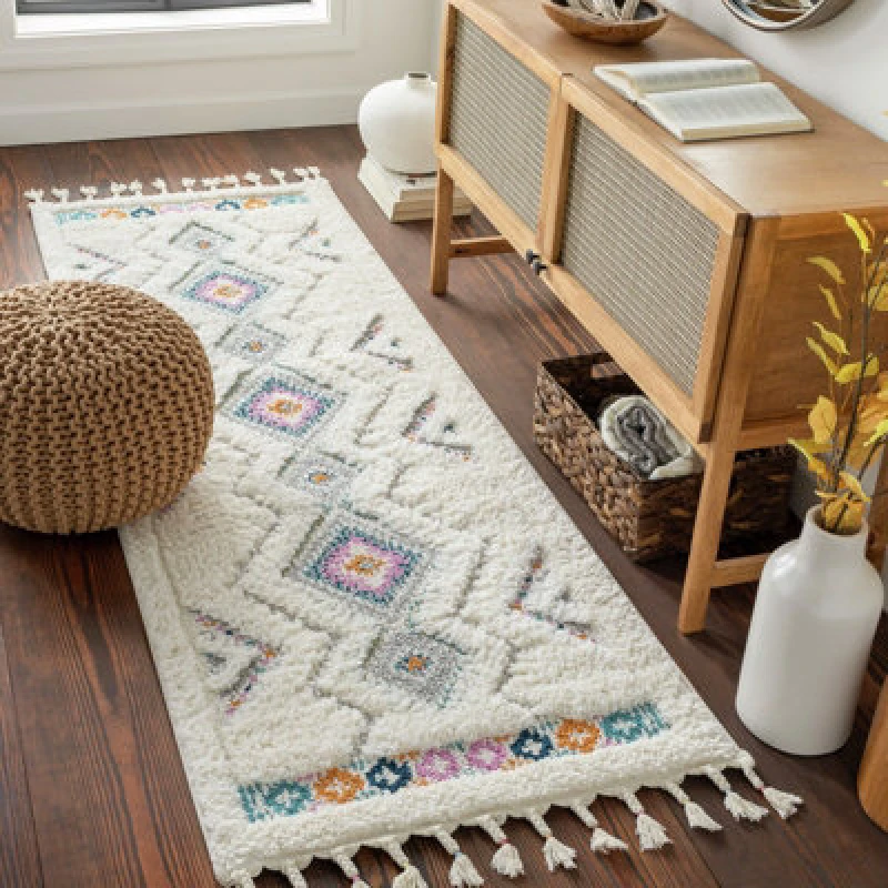 Image of Livabliss Shaggy Modern Boho Plush Pile Ivory Lilo Runner Rug 80 X 220 Cm - Easy Care, Non Shedding, Ideal For Living Room & Bedroom