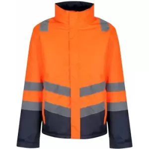 Image of Regatta Mens Hi-Vis Waterproof Jacket (3XL) (Orange/Navy) - Orange/Navy