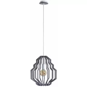 Image of Keter Rufo Wire Frame Pendant Ceiling Light Grey, 35.5cm, 1x E27