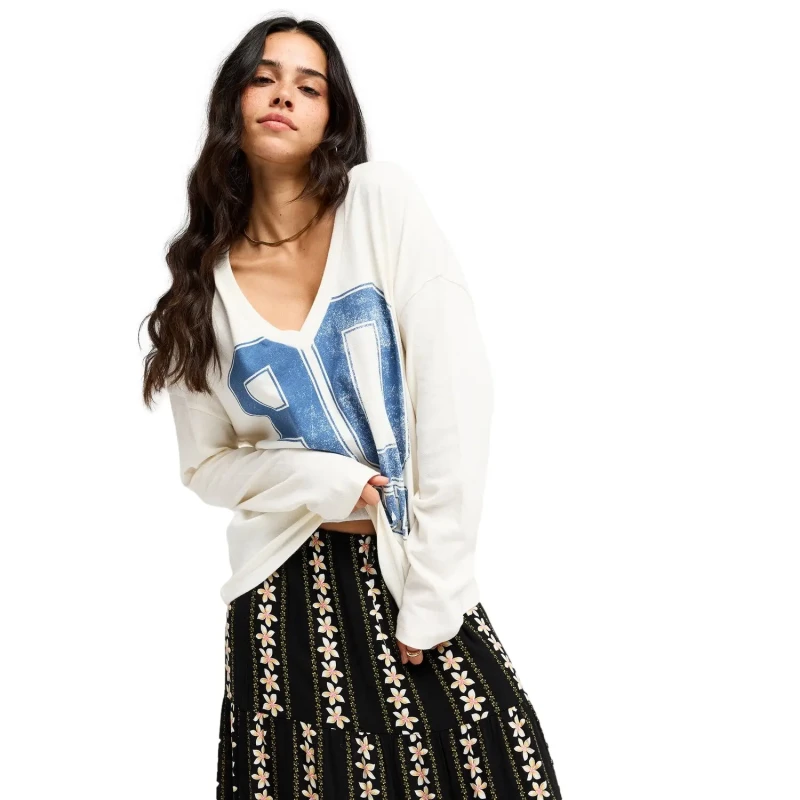 Image of Roxy Womens oversized long sleeve T-Shirt Roxy Sport Is Deep Blanc Female L