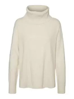 image of VERO MODA Roll Neck Knitted Pullover Women Beige