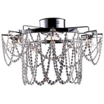 Image of Tabor Glass & Crystal Ceiling Light Chrome