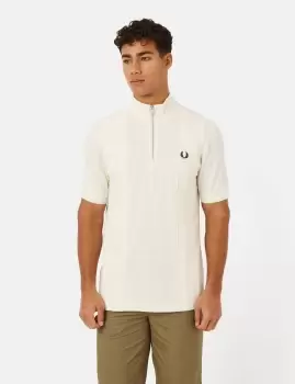 Image of Fred Perry Rib Insert Polo Shirt - Ecru