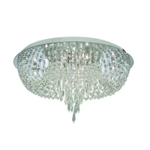 Image of Orion 10 Light Ceiling Semi Flush Light Chrome, Crystal Glass, G4 Bulb