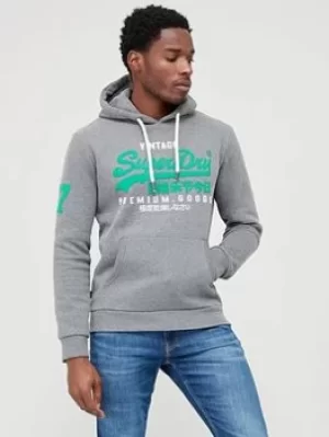 Image of Superdry Vintage Hoodie, Charcoal Marl Size M Men