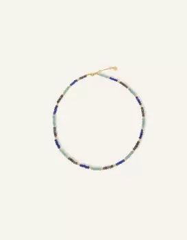 Image of Accessorize Womens 14ct Gold-Plated Stone and Bead Necklace