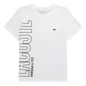 Image of Kids' Lacoste Oversized Logo Cotton Jersey T-Shirt Size 14 yrs White