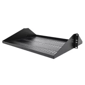 Image of StarTech.com 2U Server Rack Shelf Center Mounted Universal Vented Rackmount Cantilever Tray for 19" Network Equipment Rack Heavy Duty Steel 200lb Capa