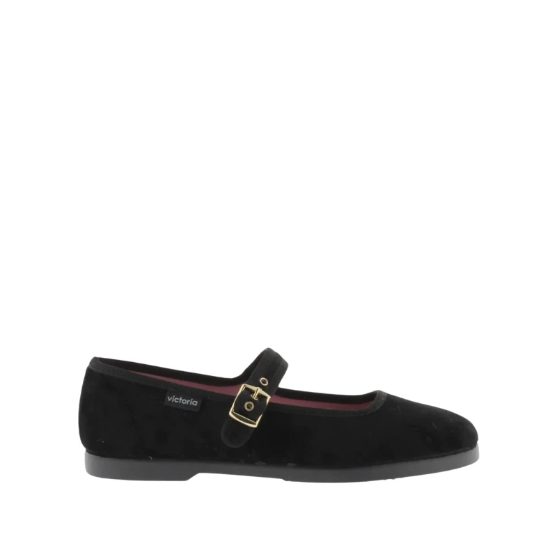 Image of VICTORIA Gong-Fu Mercedes Mary Jane Ballet Pumps in Velvet Black Women 39 (5.5 to 6);38 (5)