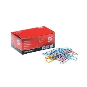 image of 5 Star Office Zebra Paperclips Length 28mm Assorted Pack 150