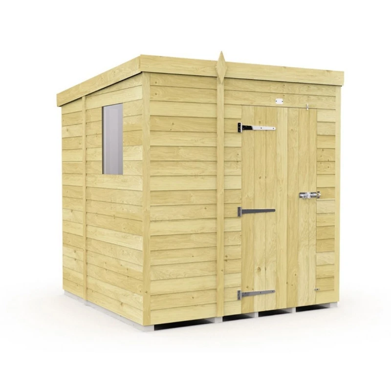Image of Buttercup Farm 5 x 6 Feet Pent Shed - Single Door W/ Windows - L178 x W158 x H201cm in Brown Brown Unisex