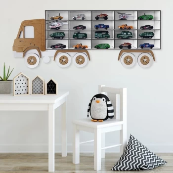 Image of Kamyon - White, Walnut White Walnut Decorative MDF Wall Shelf