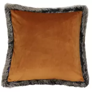 image of Kiruna Faux Fur Trim Cushion Rust, Rust / 45 x 45cm / Cover Only