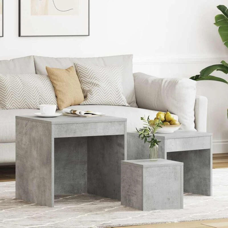 Image of VIDAXL Nesting Tables 3 pcs Concrete Grey Engineered Wood Vidaxl 8720286611364