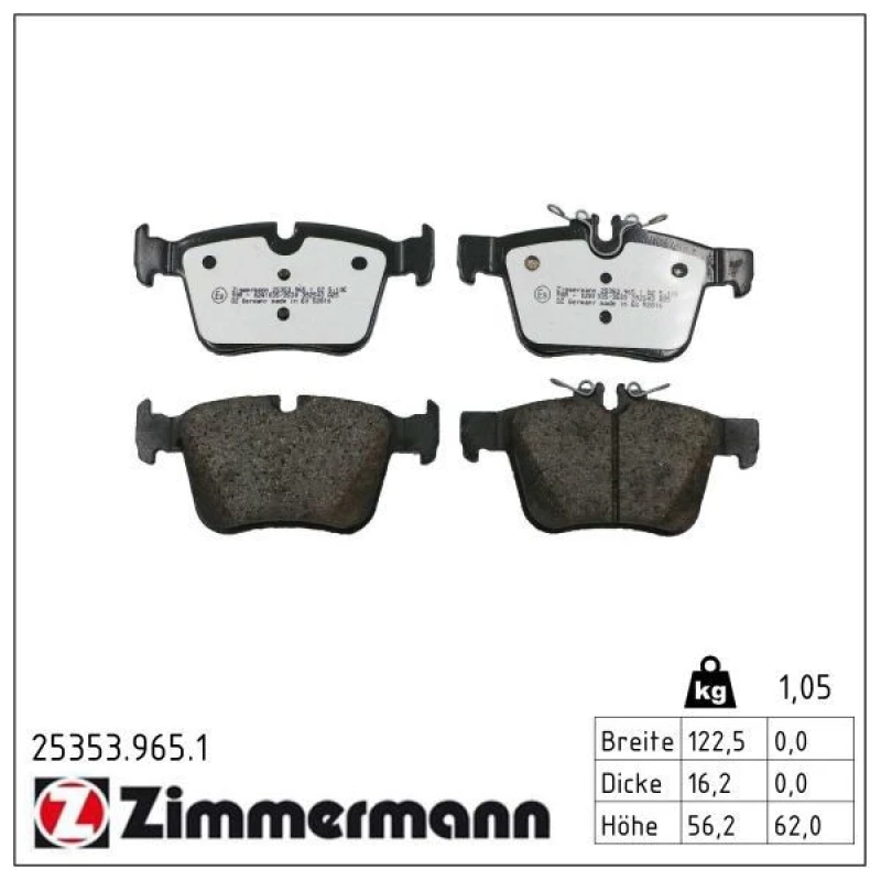 Image of ZIMMERMANN Brake pad set ZIMMERMANN 25353.965.1