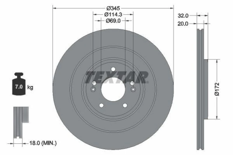 Image of Brake disc TEXTAR 92349403