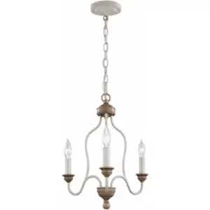 image of 3 Bulb Chandelier Hanging Pendant LIght Chalk Washed/Beachwood LED E14 60W Bulb