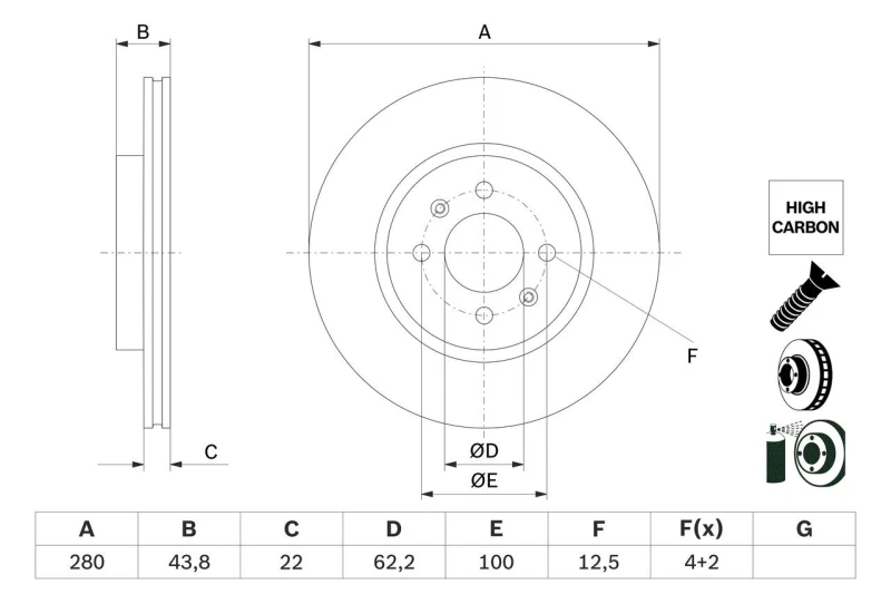 Image of Brake disc Bosch 0 986 479 E98