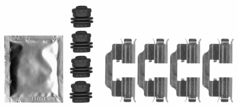 Image of HELLA Brake pad fitting kit HELLA 8DZ 355 206-381