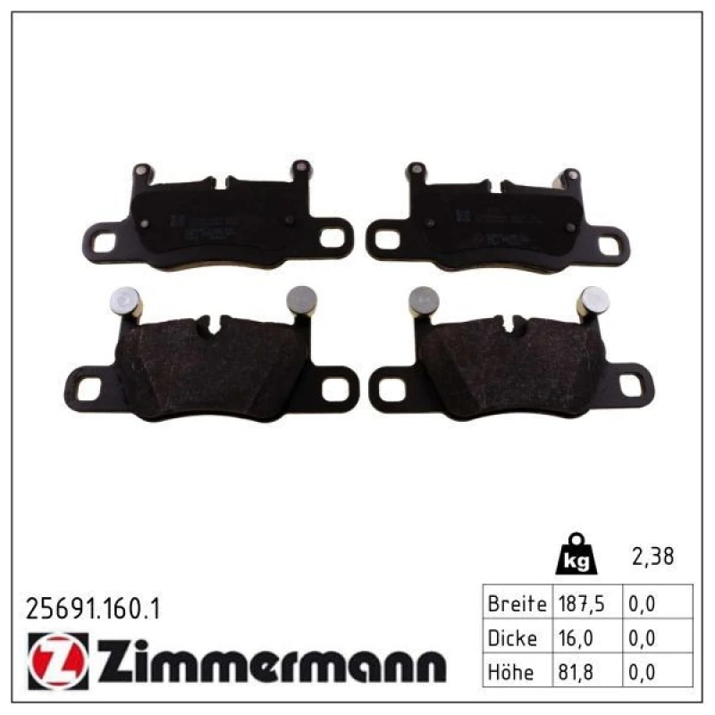 Image of ZIMMERMANN Brake pad set ZIMMERMANN 25691.160.1