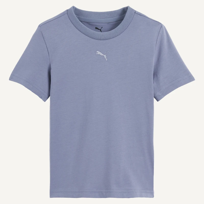 Image of Puma Short Sleeve Gym T-Shirt Blue Grey Cotton 7/8Y (120 to 126CM)