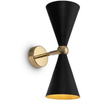 image of Maytoni Lighting - Maytoni Modern - Vesper Modern Vesper 2 Light Black with Gold Up Down Wall Lamp