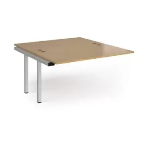 image of Bench Desk Add On 2 Person Rectangular Desks 1400mm Oak Tops With Silver Frames 1600mm Depth Connex