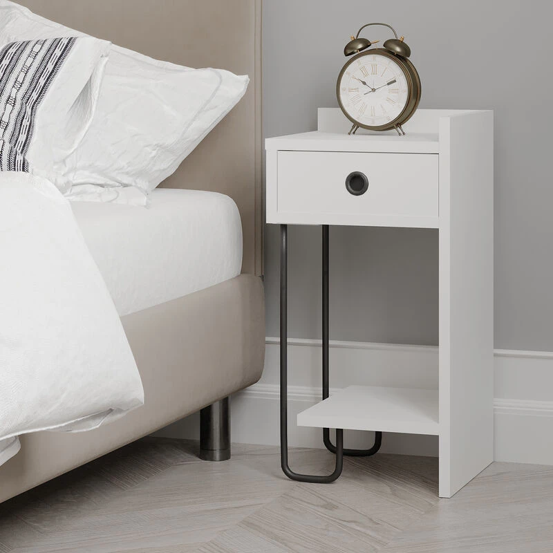 Image of DECORTIE Decortie Sirius Modern Bedside Table Right Module White 32cm Width Bedroom Furniture M.KO.23322.2